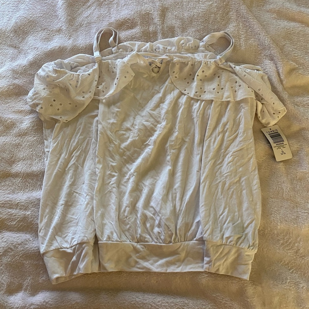 White Eyelet Off-Shoulder Top
